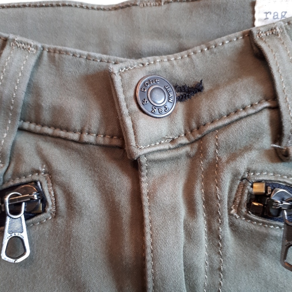 Rag & Bone Lariat Army Green Zipper Jeans - Picture 4 of 8